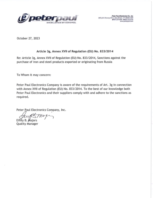 Declaration Art 3 EU No 833 2014 - Sanctions on materials from Russia