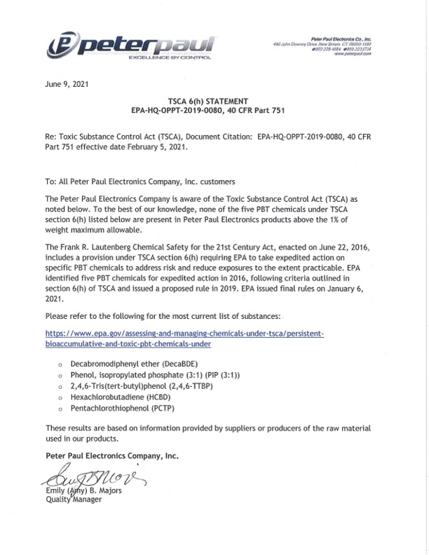 TSCA Statement