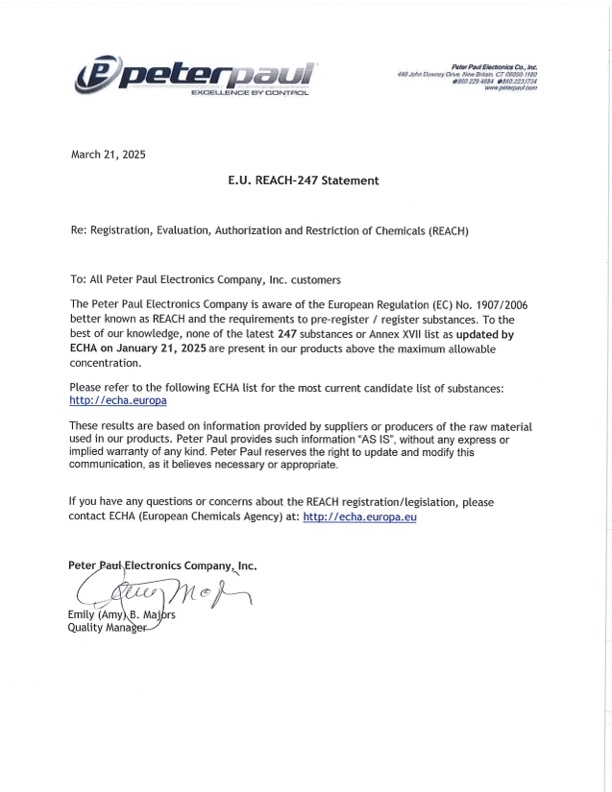 E.U. REACH STATEMENT