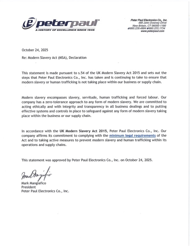 Modern Slavery Act (MSA), Declaration
