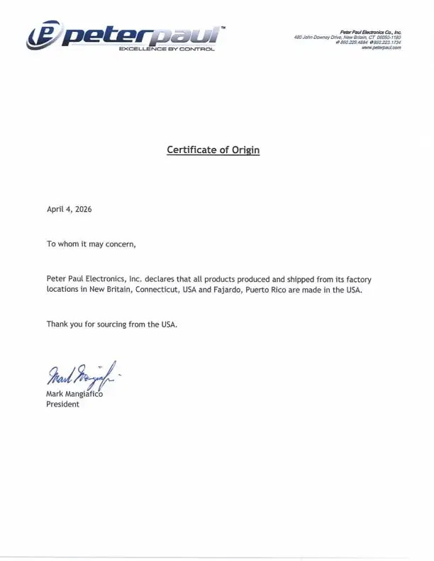 Certificate of Origin
