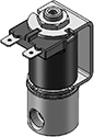 Technical drawing — METERED BODY 3WNC EXHAUST TO ATMOSPHERE YOKE WITH SPADE TERMINALS