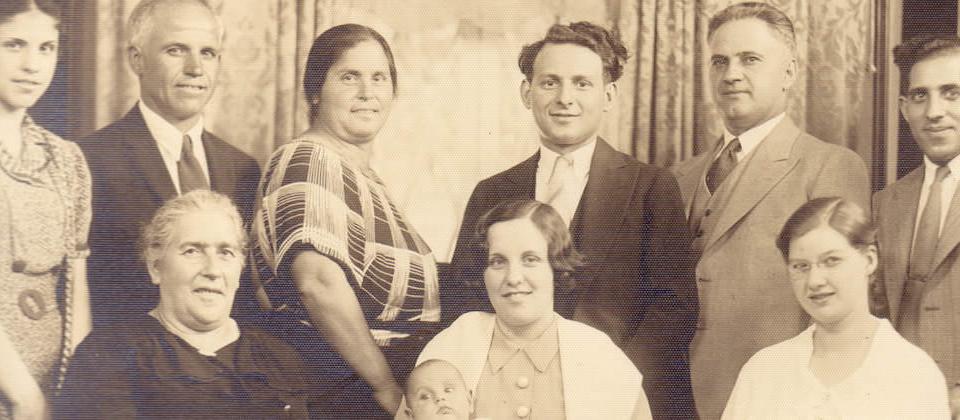 Archival photo: family group portrait from the company's early years